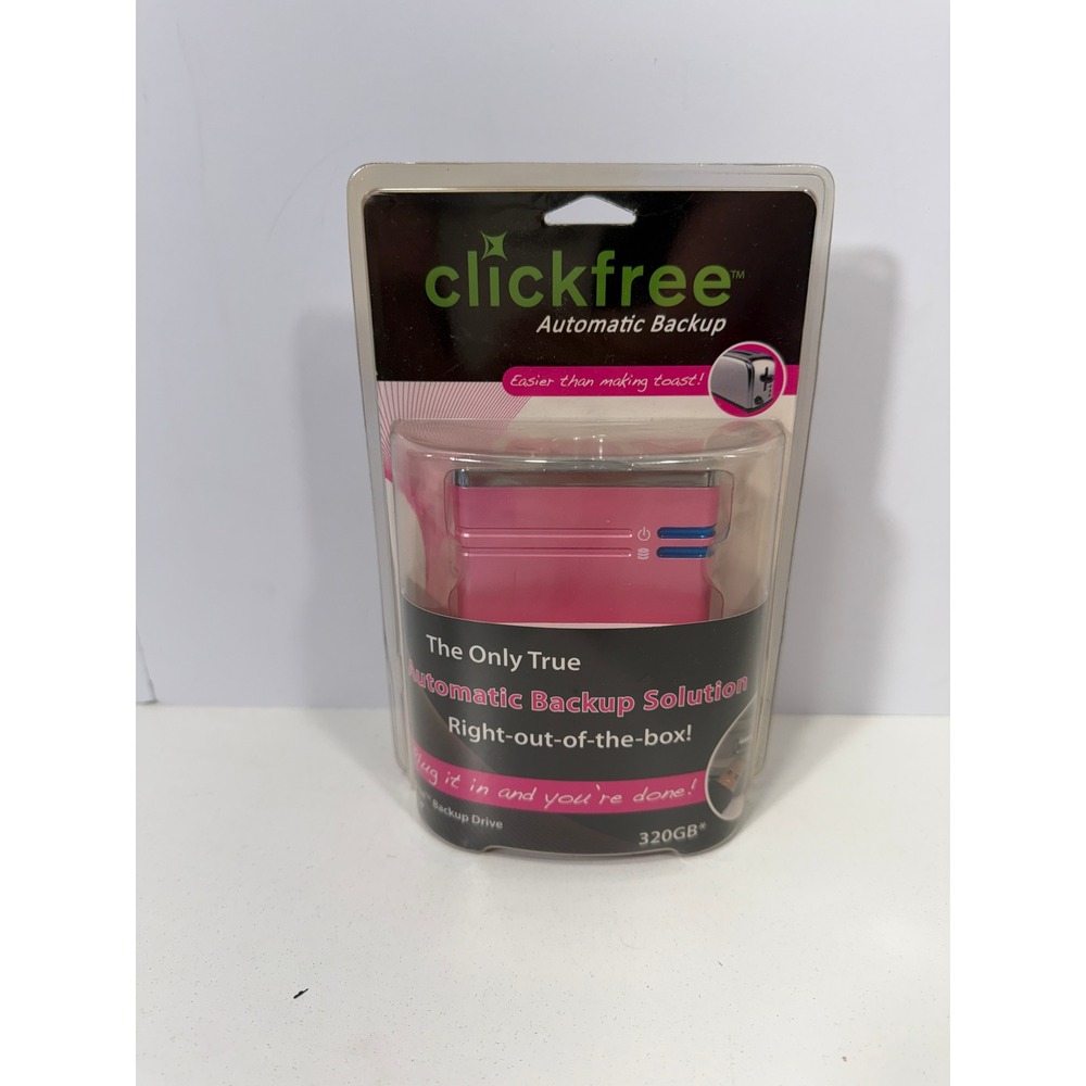 Clickfree 320GB Automatic Backup External Hard Drive Pink 325P-1003-100-02 NEW